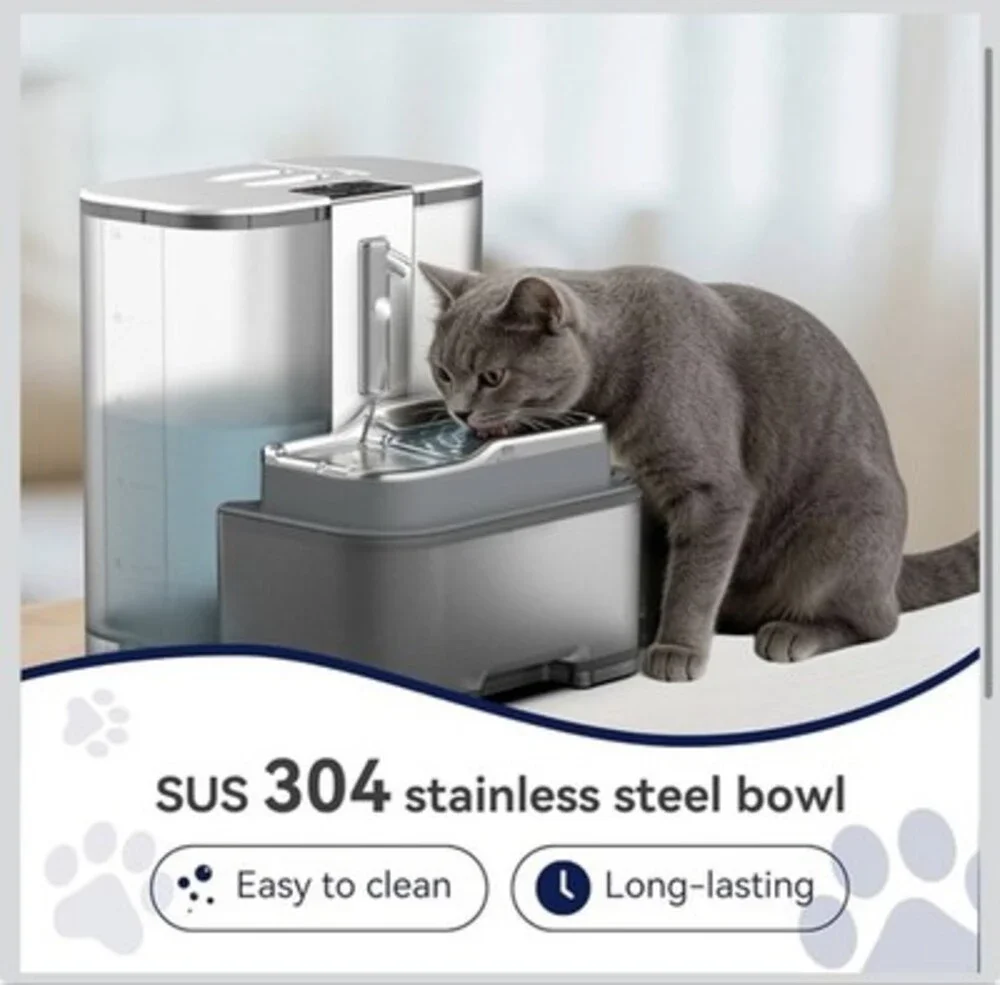 Stainless Steel Pet Water Fountain 3.2L/108oz Automatic Drinker